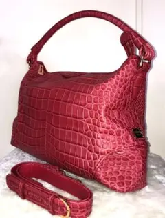 レザージュエルズ　牛革クロコダイル型押しバッグ　ショルダーバッグ