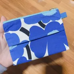 花柄 青色 ティッシュケース、ポーチ