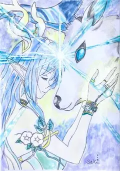 手描きイラスト 原神 ラウマ 同人 A4 直筆原画 水彩画
