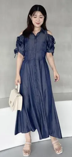 MERCURYDUO オープンショルダーシャツワンピース