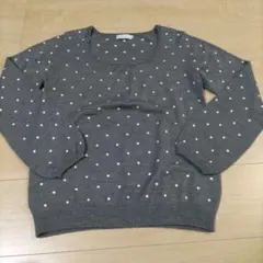 earth ドット柄 グレー ニット　M