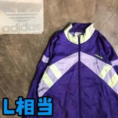 LO82《90s》アディダス ナイロンジャケット プリントロゴ 裏メッシュ 