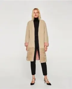 新品 ZARA ザラ ロングコート ベージュ ピンク Ｍ
