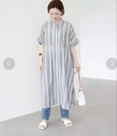 AMERICAN HOLIC シャツワンピース ストライプ　半袖　Mサイズ