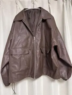 ブラウン合成皮革ジャケット Fサイズ
