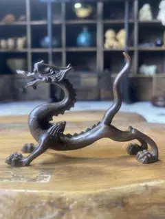 縁起物　文房具　純銅製の龍頭　龍の彫刻　文鎮　置物　時代物　古美術 龍の文鎮 約25cm - メルカリ