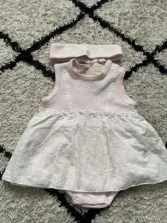 ヘアバンド付き2点セット　ロンパース　70〜80