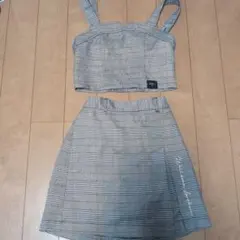 チェック柄 トップスとスカートセット