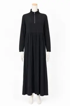 SHEIN Maternity ハーフジップ ロングワンピース 黒