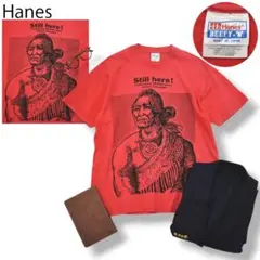 【レア】90s ヘインズ インディアン プリント Tシャツ カットソー XL 赤