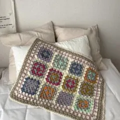 ハンドメイド　ニットブランケット　ニットカバー