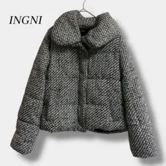 美品【イング】ツイード調中綿ショートジャケット フェイクダウン アウター M