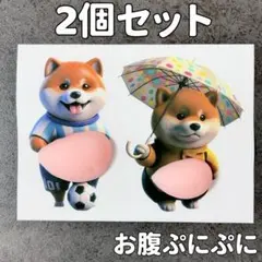 2匹 立体ぷにぷに 柴犬シール おなかぷにぷに スクイーズ加工