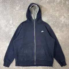 00s NIKE ジップパーカー　フェード　hoodie ワンポイント　刺繍ロゴ