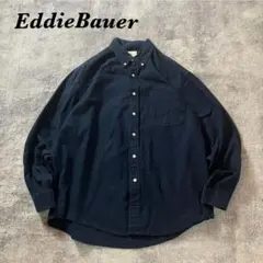90sEddieBauerエディーバウアーBDシャツLネイビーコットン紺