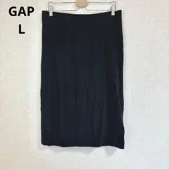 【ギャップ】ニットスカート 膝丈 綺麗め ガーリー カジュアル ブラック L