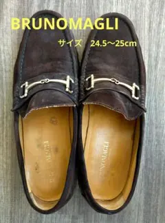 BRUNOMAGLI ダークブラウン スエード ビットローファー