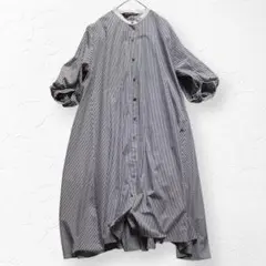 mizuiro ind ストライプ ロングシャツワンピース 白 グレー