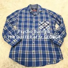 ​【コラボ/日本製】サイコバニー×ダファー BDシャツ ブルー チェックのサムネイル
