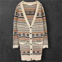 【美品】ローリーズファーム フェアアイル柄 カーディガン M くるみボタン風