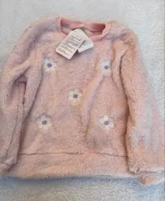 新品　ピンク フリース トレーナー サイズ120 花柄刺繍