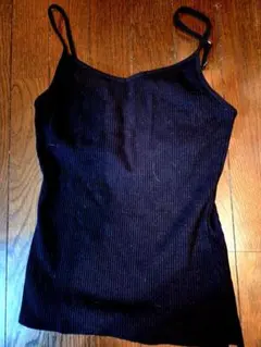 黒リブ編み調整可能キャミソール