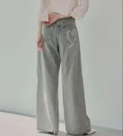 チコ Chico ハートプリントボックスワイドデニムパンツ