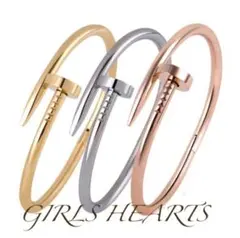 送料無料クロムシルバーサージカルステンレスクギ釘くぎバングルブレスレット