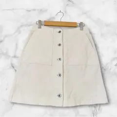 【ユニクロ】美品 コーデュロイ フロントボタン ミニスカート ハイウエスト