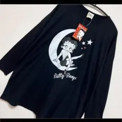 未使用タグ付 Betty-Boop ロンT チュニック 長袖 ブラック 月 M