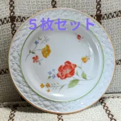 レトロ花柄皿 5枚セット 昭和　デザート皿　取り皿　平皿