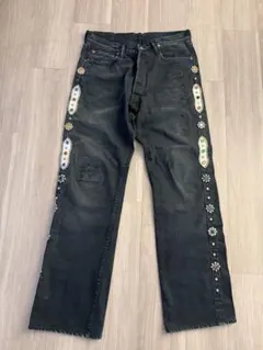 VLONE ダメージ加工 ブラックデニムパンツ - メルカリ