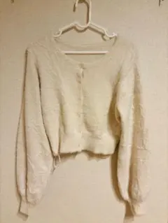 【お値下げ】MERCURYDUO シャギー ニットカーディガン 白 ホワイト