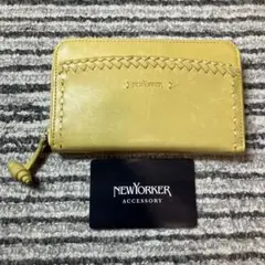 【未使用品】ニューヨーカー レーズ ラウンドファスナー折り財布 イエロー
