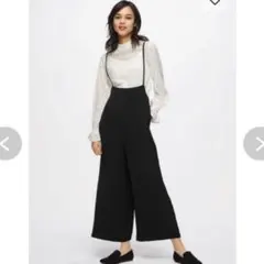 【8/17まで‼️】GU サロペット　ワイドパンツ　M 　黒　ポリエステル100%