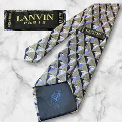 【美品】LANVIN ランバン ネクタイ ネイビー 総柄 シルクフランス製