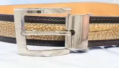 クロコダイル調 ベルト 茶 合皮　K-11