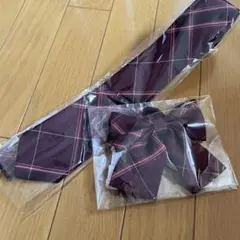 ワイン レッド チェック柄 ネクタイ リボン セット 制服 ハリーポッター