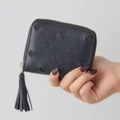 【美品】perche ear別注ドット柄　ミニ　ジャバラ折り財布　黒