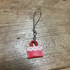 赤レザーミニチュアバッグ　チャーム