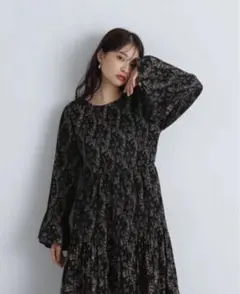 エヌナチュラルビューティーベーシック　デシンプリントワンピース　ブラック　M