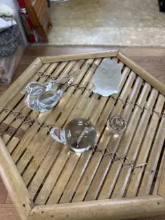 バカラ Baccarat 鳥 ＆ スガハラ Sghr 亀 ガラス置物 4点セット