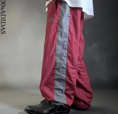 90s00s adidas ワイドトラックナイロンパンツ 裾絞りドローコード付きのサムネイル