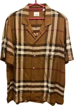 正規 BURBERRY バーバリー オープンカラー シャツ