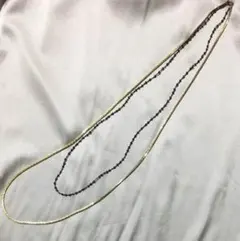 【美品】LA VORI ラヴォーリ 2連チェーンビーズロングネックレス