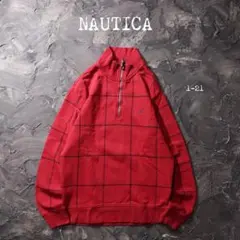NAUTICA トレーナー チェック　刺繍　レッド