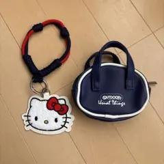 リンネル　3月号特別付録　ハローキティ顔形&バッグ形ポーチなチャームセット