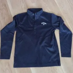 美品 Callaway 長袖 ポロシャツ ヘリンボーン ネイビー M メンズ