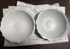 よしざわ窯　アッシュホワイトレースボウル 陶器皿 2枚セットのサムネイル