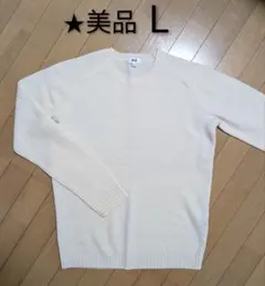 UNIQLO プレミアムラムクルーネックセーター オフホワイト L 美品